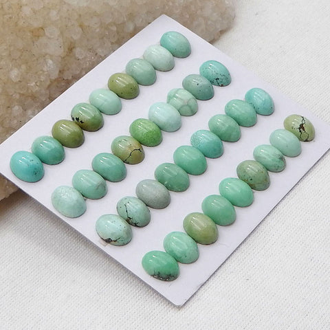 36 cabochons ovales turquoises naturels, 8x6x3mm, 7.7g