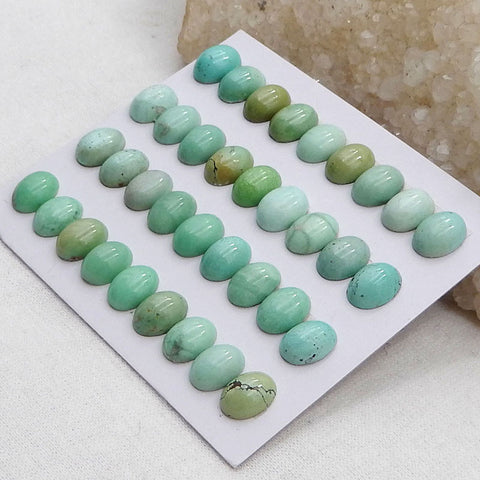 36 cabochons ovales turquoises naturels, 8x6x3mm, 7.7g