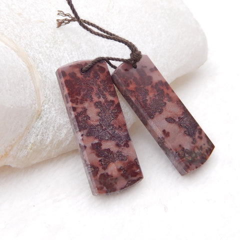 Boucles d'oreilles percées en agate mousse naturelle, 33 x 13 x 3 mm, 8,11 g