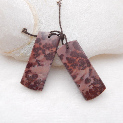 Boucles d'oreilles percées en agate mousse naturelle, 33 x 13 x 3 mm, 8,11 g