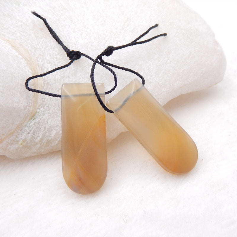 Perles de boucle d'oreille en agate naturelle, 30 x 12 x 5 mm, 6,9 g