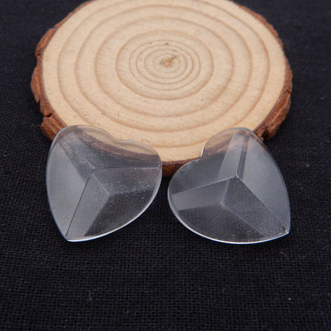 2 cabochons de pierres précieuses en quartz blanc en forme de cœur 25 x 8 mm, 12,7 g