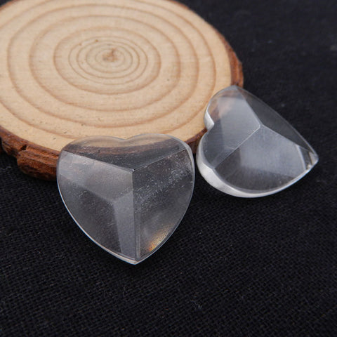 2 cabochons de pierres précieuses en quartz blanc en forme de cœur 25 x 8 mm, 12,7 g