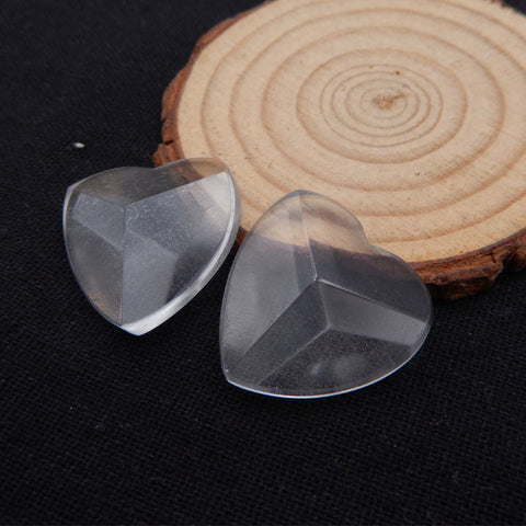 2 cabochons de pierres précieuses en quartz blanc en forme de cœur 25 x 8 mm, 12,7 g