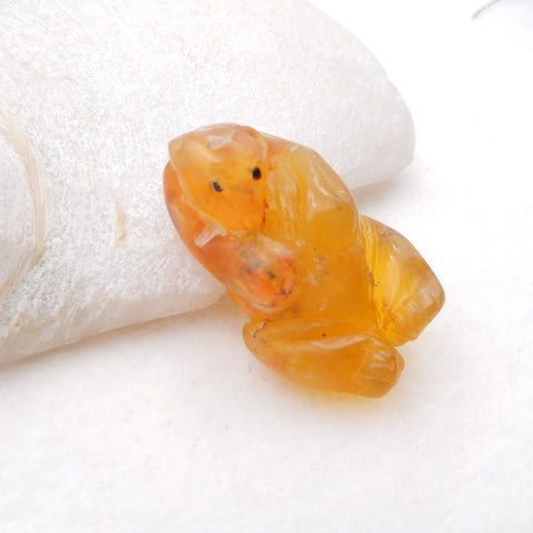 Natural Red Agate Carved bear Cabochon 39x24x16mm, 15.6g