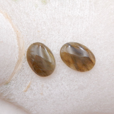 Paire de cabochons en labradorite naturelle 18 x 13 x 4 mm, 3,5 g