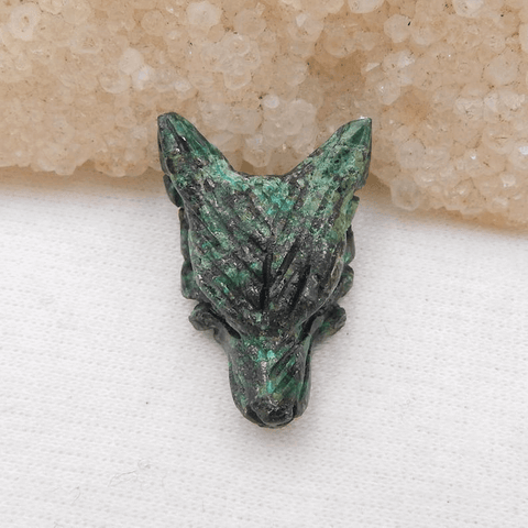 Customizable 35mm Natural Gemstone Carved Wolf Head Pendant