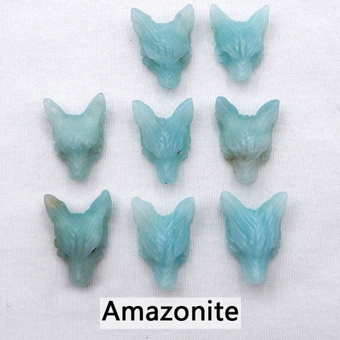 Natural Gemstones Hand-carved Wolf Head Pendant Beads 23mm (Customizable)