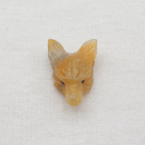 Natural Yellow Jade Carved wolf head Pendant Bead 24x17x9mm, 3.8g