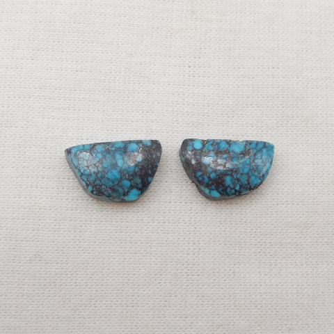 天然石块绿松石凸圆形宝石对，13x8x3mm，1.3g