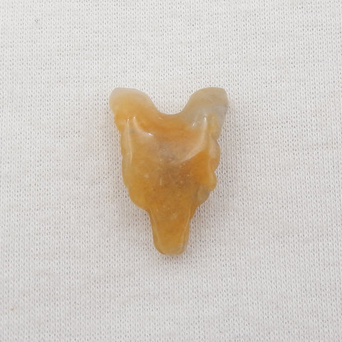 Pierre pendentif tête de loup minuscule sculptée à la main en jade jaune, 24x17x9mm, 3.8g