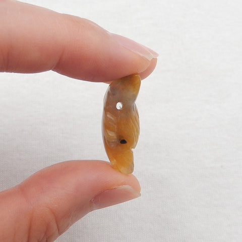 Natural Yellow Jade Carved wolf head Pendant Bead 24x17x9mm, 3.8g