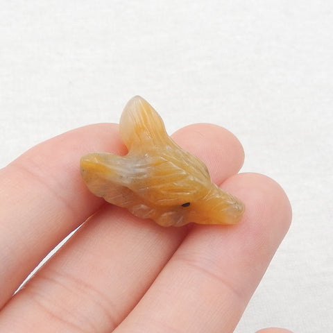 Natural Yellow Jade Carved wolf head Pendant Bead 24x17x9mm, 3.8g