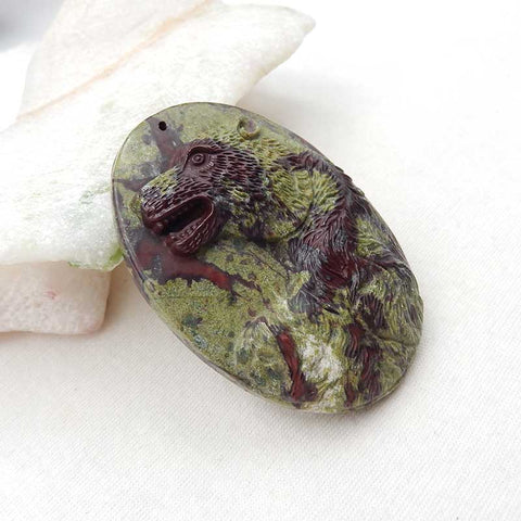 Natural Dragon Blood Stone Carved bear Pendant Bead 63x42x11mm, 59.3g