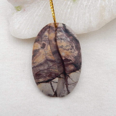 Natural Chohua Jasper Pendant Bead 45x30x7mm, 13.9g