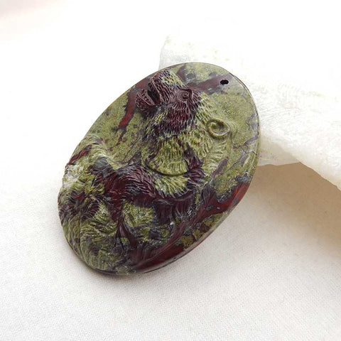 Natural Dragon Blood Stone Carved bear Pendant Bead 63x42x11mm, 59.3g