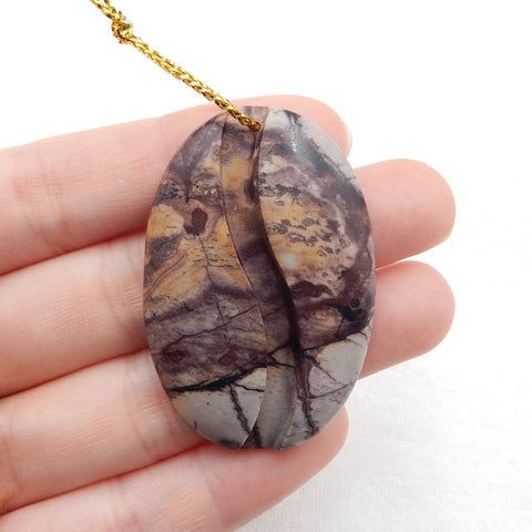 Natural Chohua Jasper Pendant Bead 45x30x7mm, 13.9g