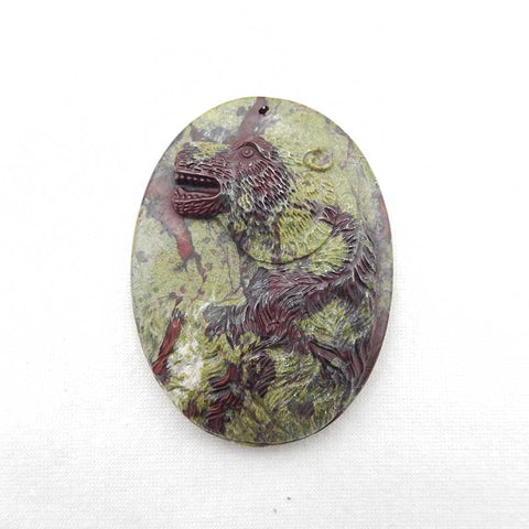 Natural Dragon Blood Stone Carved bear Pendant Bead 63x42x11mm, 59.3g