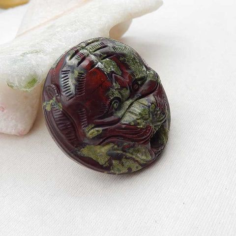 Natural Dragon Blood Stone Carved tiger head Pendant Bead 45x45x15mm, 48.4g