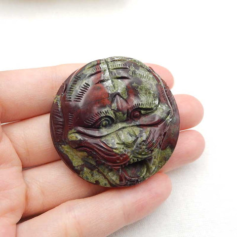 Natural Dragon Blood Stone Carved tiger head Pendant Bead 45x45x15mm, 48.4g