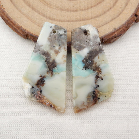 Blue Lace Agate Boucles d'oreilles Stone Pair, pierre pour la fabrication de boucles d'oreilles, 19x11x3.5mm, 2.5g