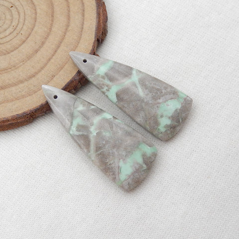 Boucles d'oreilles triangle variscite paire de pierres pour la fabrication de boucles d'oreilles, 37 x 15 x 2 mm, 8,9 g