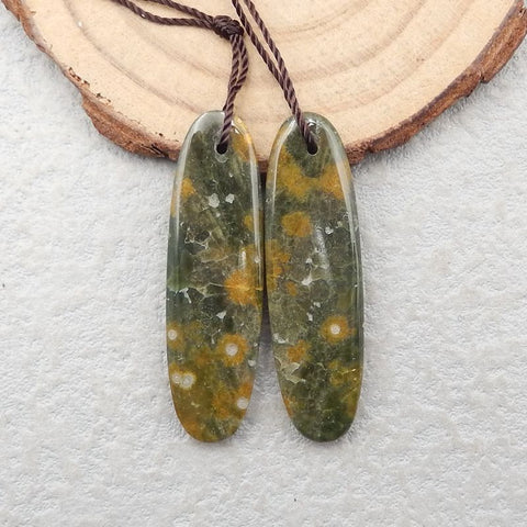 Natural Ocean Jasper Earring Beads 38x12x4mm, 5g