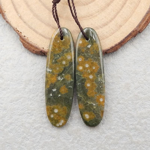 Natural Ocean Jasper Earring Beads 38x12x4mm, 5g