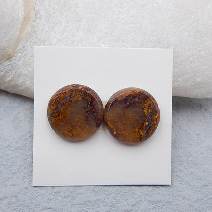 Natural Warring States Red Agate Cabochons Paired 16x16x4mm, 4.0g