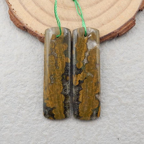 Natural Ocean Jasper Earring Beads 38x11x4mm, 6.6g