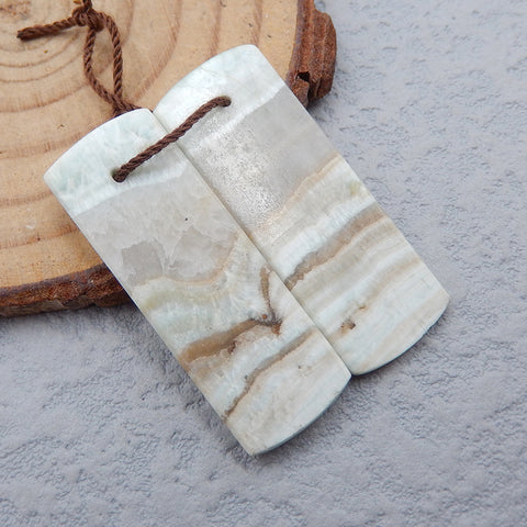 Paire de boucles d'oreilles rectangulaires percées en hémimorphite naturelle, 34x16x2 mm, 5,9 g