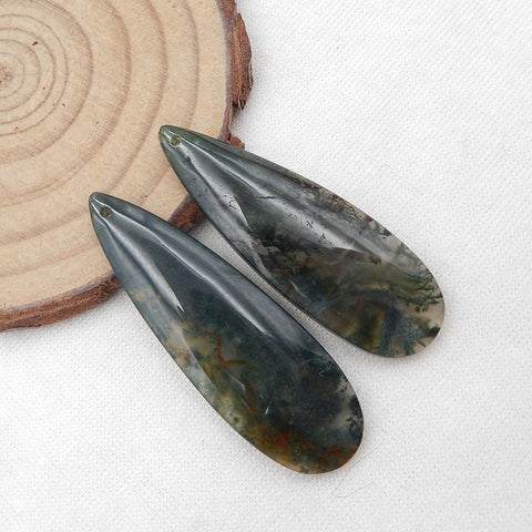 Natural Moss Agate Earring Beads 43x14x5mm, 10.3g