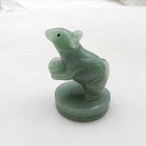 Nouveau, ornement de souris en pierre précieuse d'aventurine verte sculptée, 46x37x32mm, 43.5g