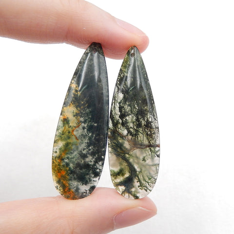 Natural Moss Agate Earring Beads 43x14x5mm, 10.3g