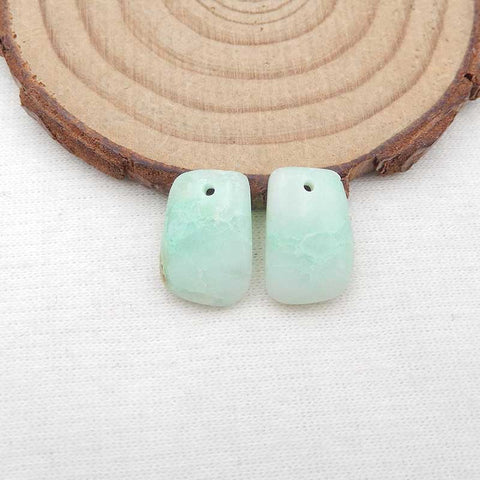 Belle paire de boucles d'oreilles Chrysoprase, 15x10x4mm, 2.3g