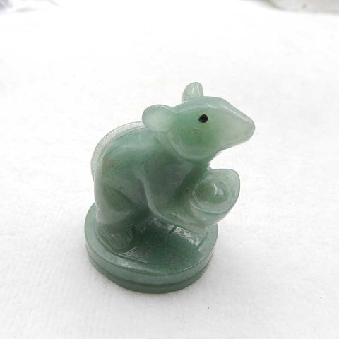 Nouveau, ornement de souris en pierre précieuse d'aventurine verte sculptée, 46x37x32mm, 43.5g