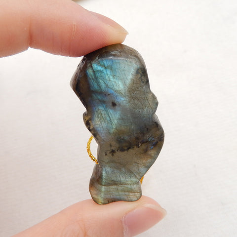 Natural Labradorite Carved koala Pendant Bead 45x22x10mm, 14.9g