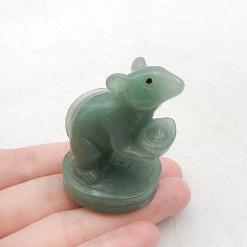 Nouveau, ornement de souris en pierre précieuse d'aventurine verte sculptée, 46x37x32mm, 43.5g