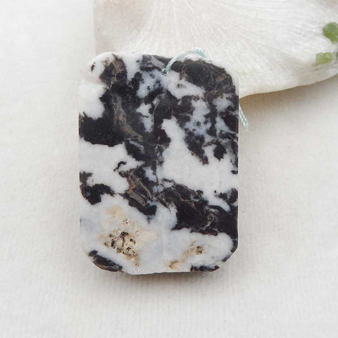 Natural White Zebra Jasper Carved Bear Pendant Bead 53x40x10mm, 41.7g