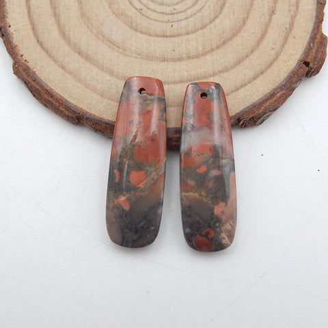 Natural African Blood Stone Earring Beads 30X10X4mm, 5.5g