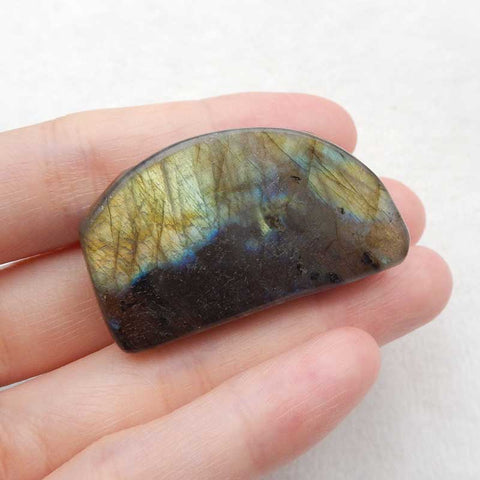 Cabochon de lion en pierre précieuse de labradorite sculptée, 42 x 24 x 16 mm, 20,9 g