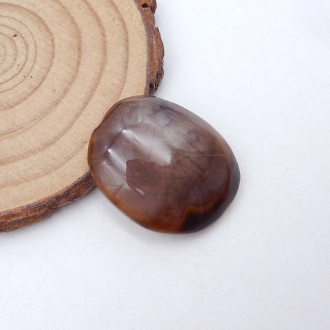 Cabochon rond naturel en agate dendritique, 27 x 22 x 7 mm, 7,2 g