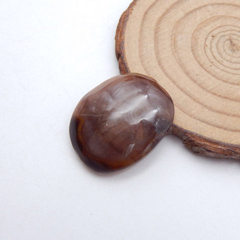 Cabochon rond naturel en agate dendritique, 27 x 22 x 7 mm, 7,2 g