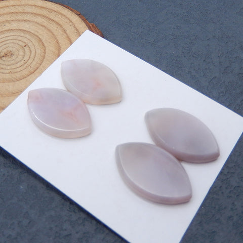 2 Pairs Natural Purple Agate Cabochons 27x16x4mm, 11.6g