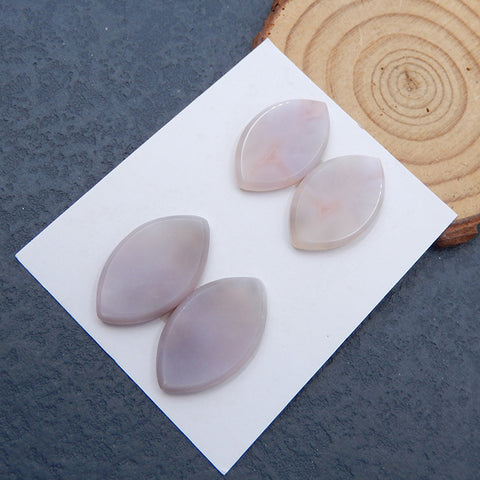 2 Pairs Natural Purple Agate Cabochons 27x16x4mm, 11.6g