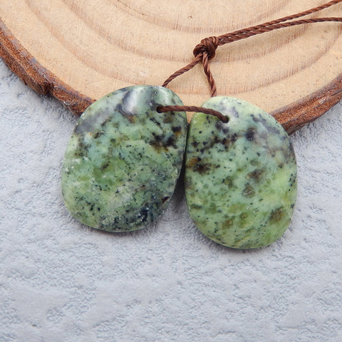 Natural Serpentine Earring Beads 15x21x4mm, 4.0g