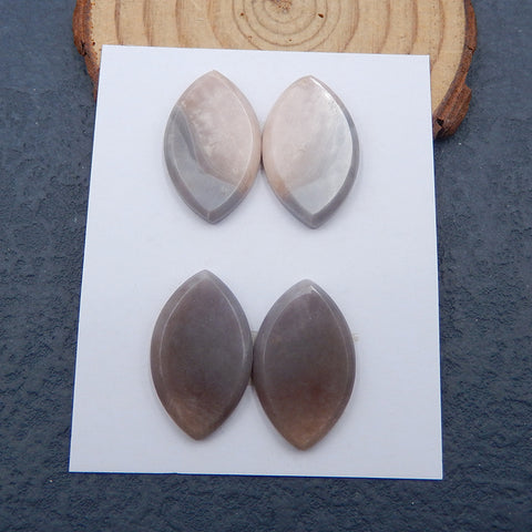 2 paires de cabochons à dos plat en agate violette Marquise, 25 x 15 x 4 mm, 11,3 g