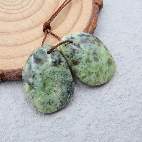 Natural Serpentine Earring Beads 15x21x4mm, 4.0g