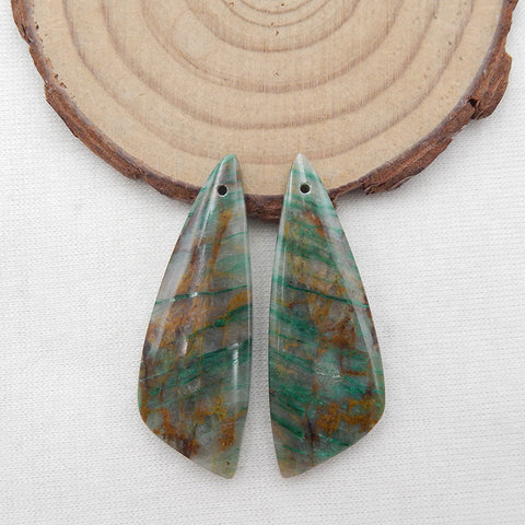 Paire de boucles d'oreilles en pierres précieuses de chrysocolle naturelle, 41 x 15 x 5 mm, 9,3 g