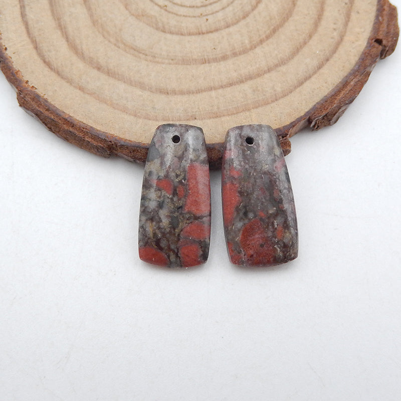 Paire de boucles d'oreilles en pierre de sang africaine naturelle, 20 x 10 x 4 mm, 3,3 g